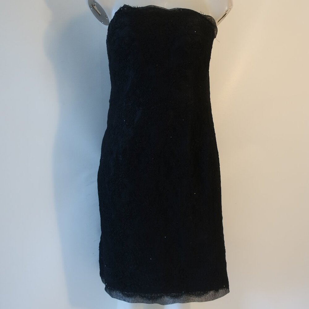 Womens Helen Morley Black Strapless Lace & Stones A-Line Dress Sz 16